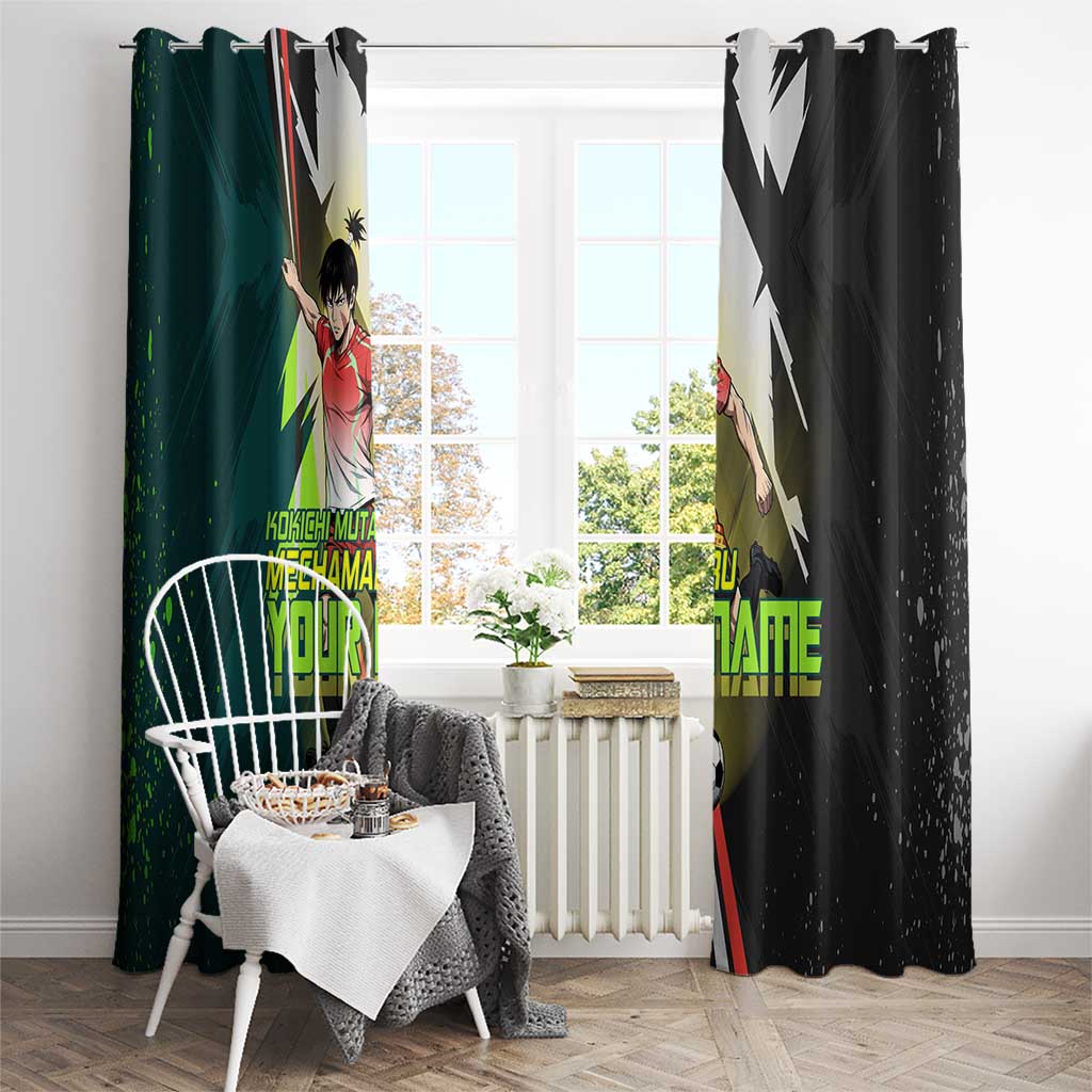 Personalized Kokichi Muta Jujutsu Kaisen Window Curtain Anime Soccer Theme Red Uniform Dynamic Kick Design