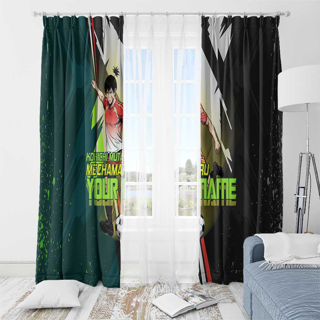 Personalized Kokichi Muta Jujutsu Kaisen Window Curtain Anime Soccer Theme Red Uniform Dynamic Kick Design