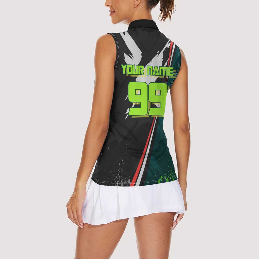 Personalized Kokichi Muta Jujutsu Kaisen Women Sleeveless Polo Shirt Anime Soccer Theme Red Uniform Dynamic Kick Design