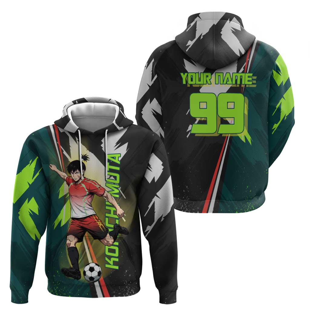 Personalized Kokichi Muta Jujutsu Kaisen Zip Hoodie Anime Soccer Theme Red Uniform Dynamic Kick Design