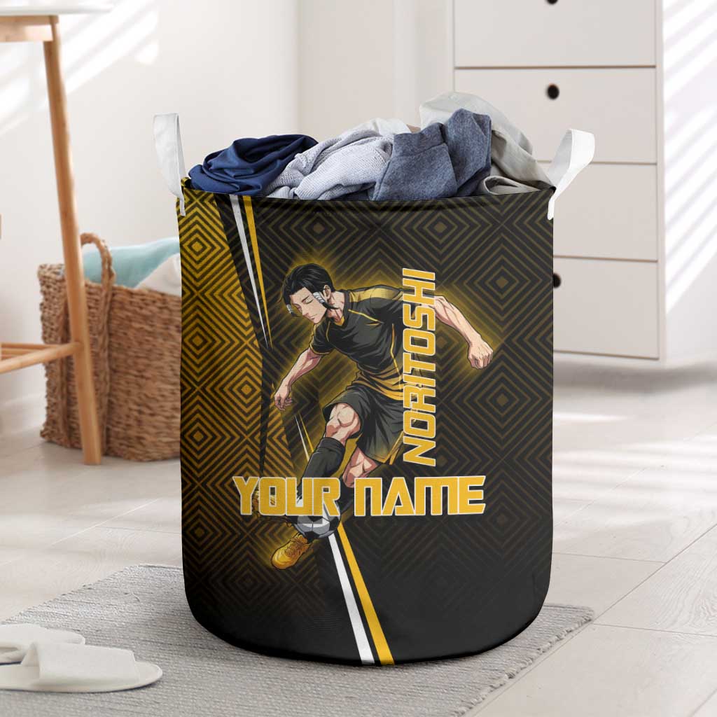 Personalized Noritoshi Kamo Jujutsu Kaisen Laundry Basket Anime Soccer Theme with Yellow Geometric Design