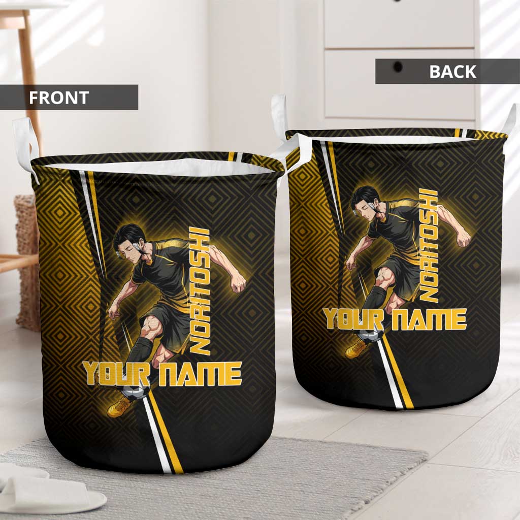Personalized Noritoshi Kamo Jujutsu Kaisen Laundry Basket Anime Soccer Theme with Yellow Geometric Design