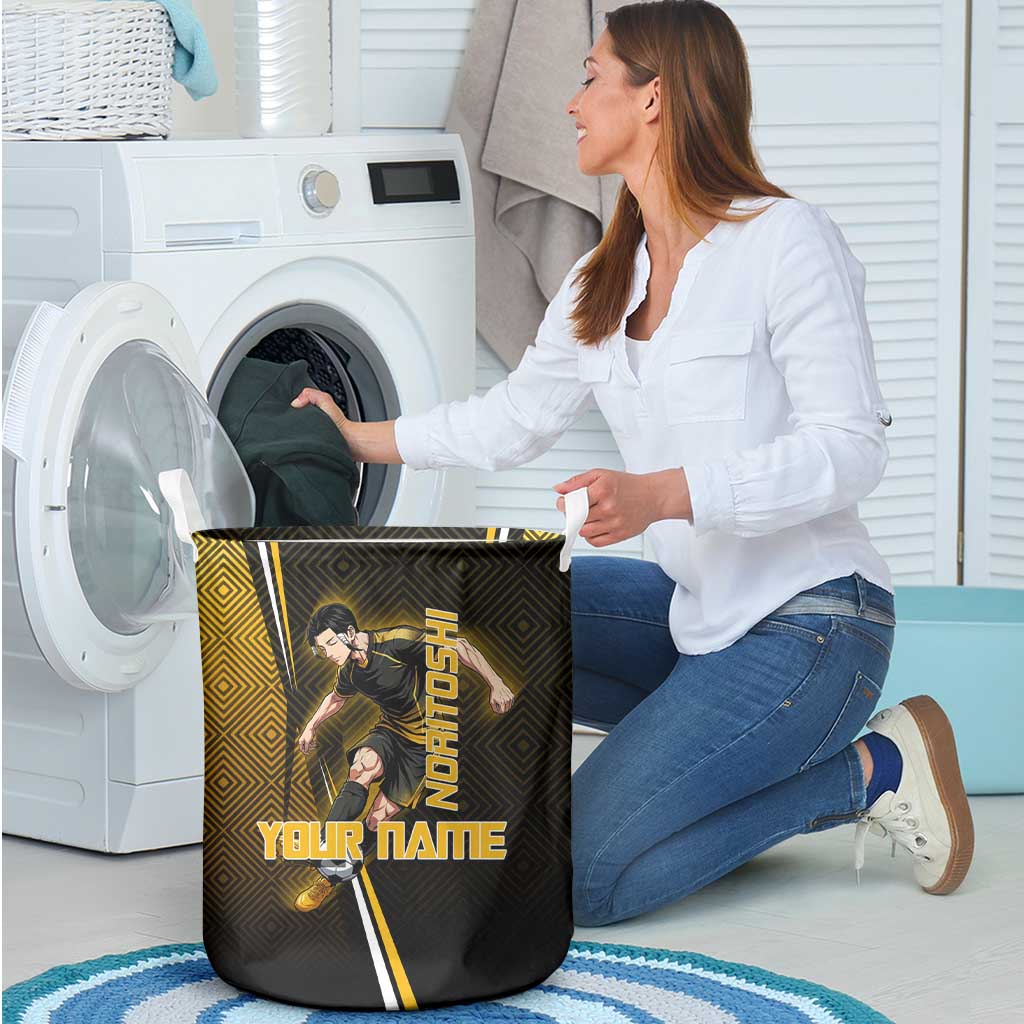 Personalized Noritoshi Kamo Jujutsu Kaisen Laundry Basket Anime Soccer Theme with Yellow Geometric Design