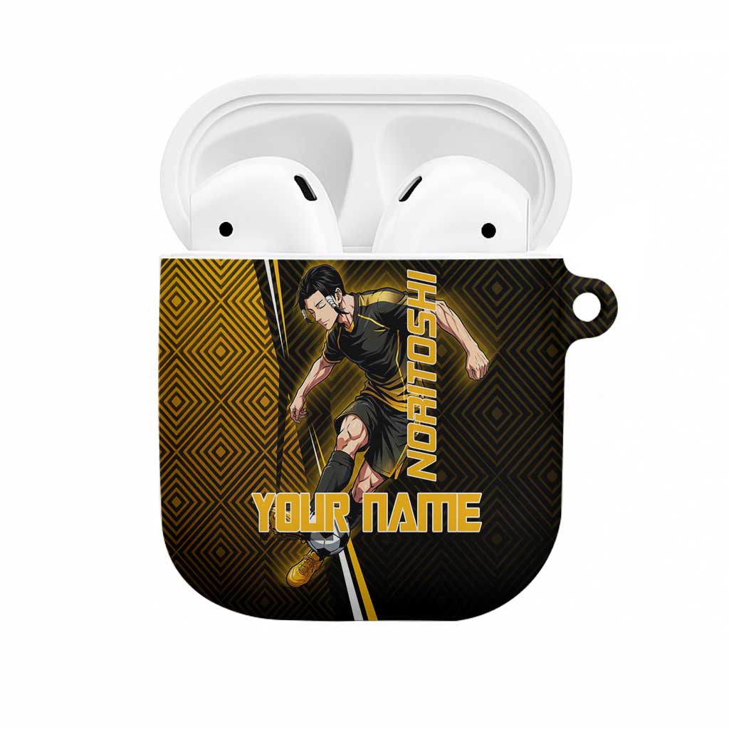 Personalized Noritoshi Kamo Jujutsu Kaisen AirPods Case Anime Soccer Theme with Yellow Geometric Design