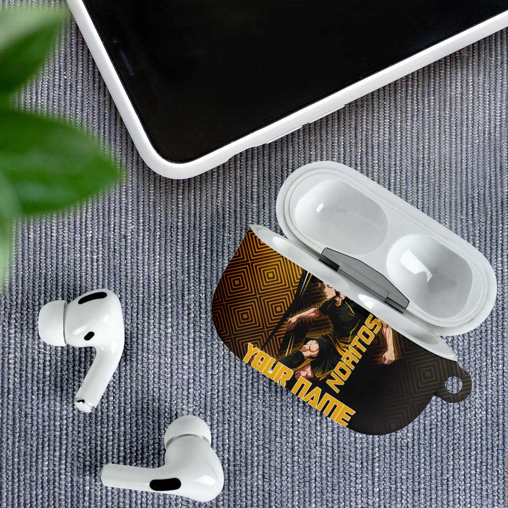 Personalized Noritoshi Kamo Jujutsu Kaisen AirPods Case Anime Soccer Theme with Yellow Geometric Design