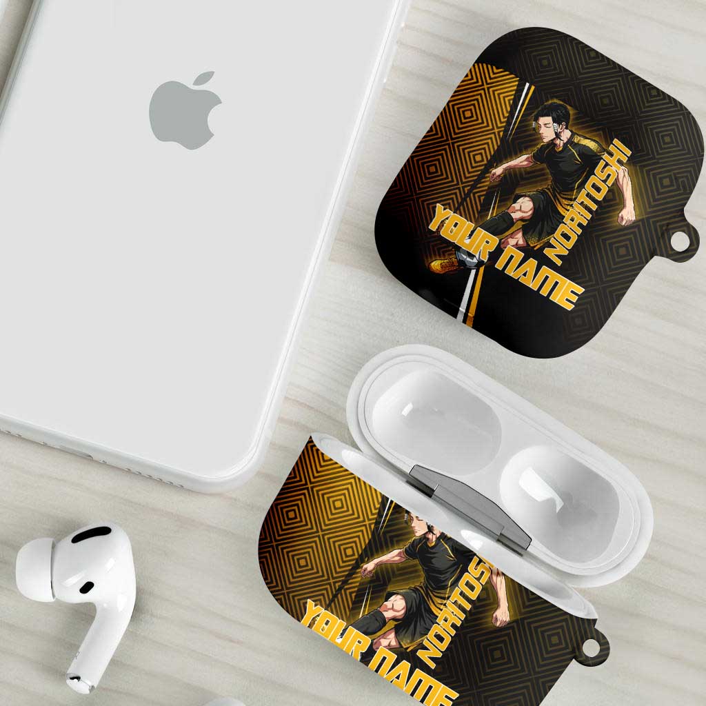 Personalized Noritoshi Kamo Jujutsu Kaisen AirPods Case Anime Soccer Theme with Yellow Geometric Design