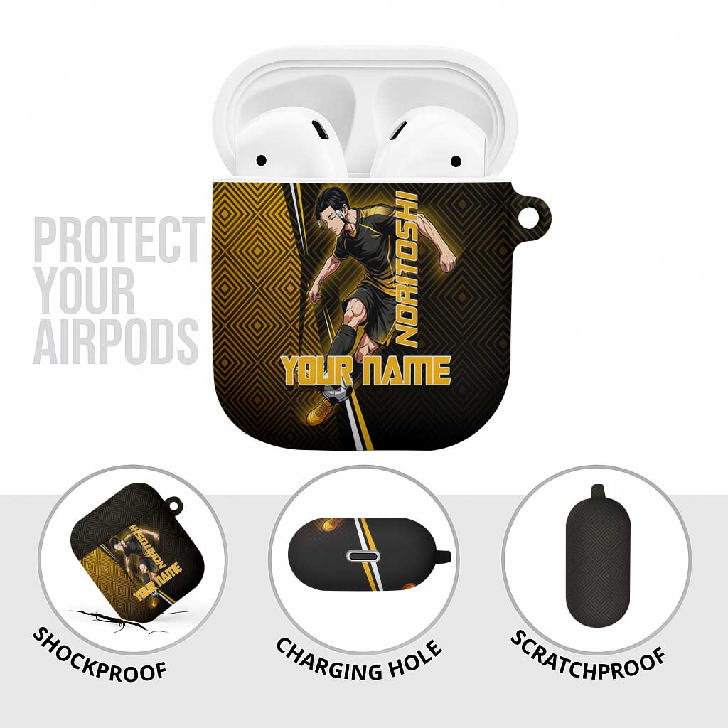 Personalized Noritoshi Kamo Jujutsu Kaisen AirPods Case Anime Soccer Theme with Yellow Geometric Design
