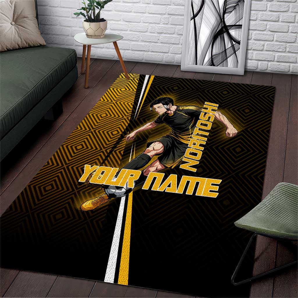Personalized Noritoshi Kamo Jujutsu Kaisen Area Rug Anime Soccer Theme with Yellow Geometric Design