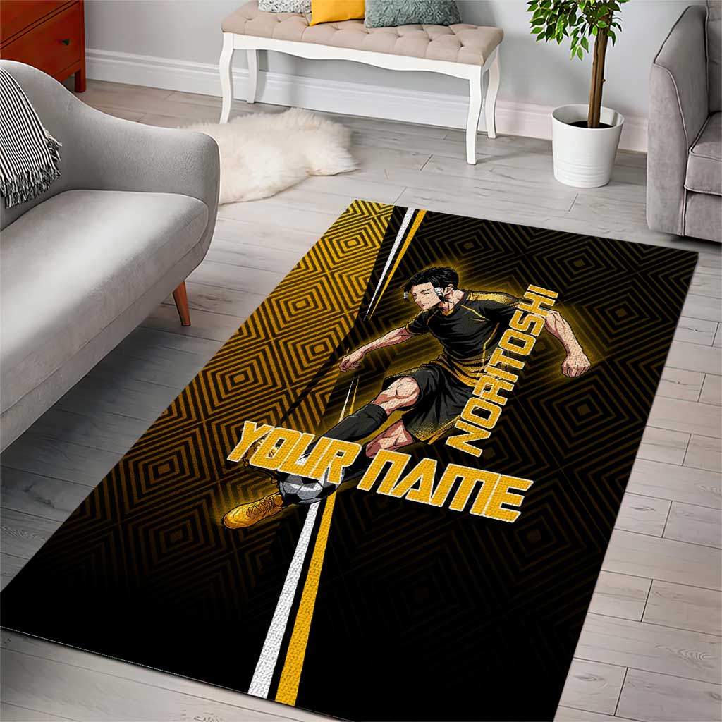 Personalized Noritoshi Kamo Jujutsu Kaisen Area Rug Anime Soccer Theme with Yellow Geometric Design
