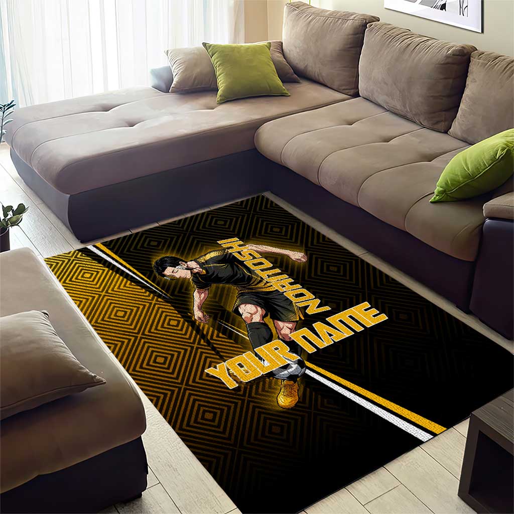 Personalized Noritoshi Kamo Jujutsu Kaisen Area Rug Anime Soccer Theme with Yellow Geometric Design