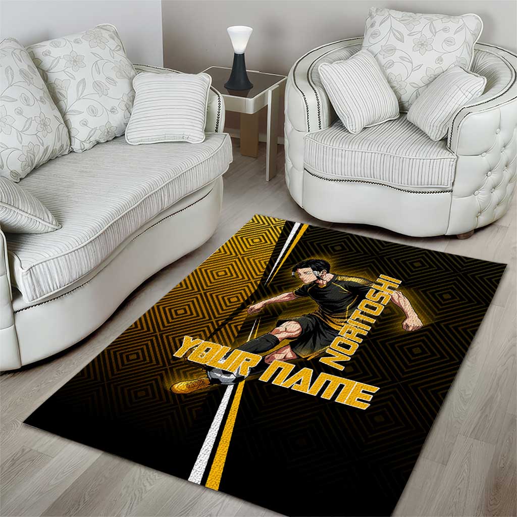 Personalized Noritoshi Kamo Jujutsu Kaisen Area Rug Anime Soccer Theme with Yellow Geometric Design