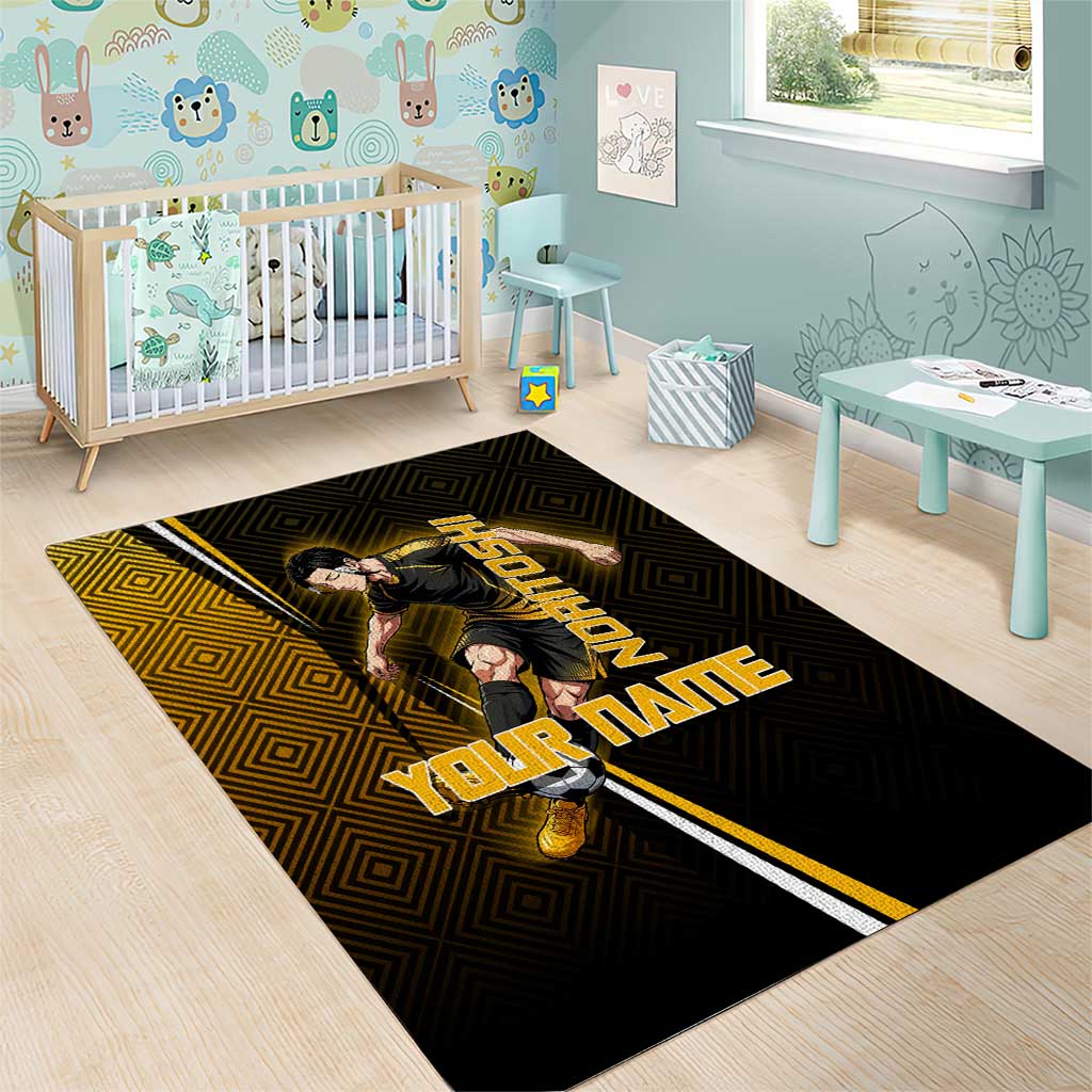 Personalized Noritoshi Kamo Jujutsu Kaisen Area Rug Anime Soccer Theme with Yellow Geometric Design