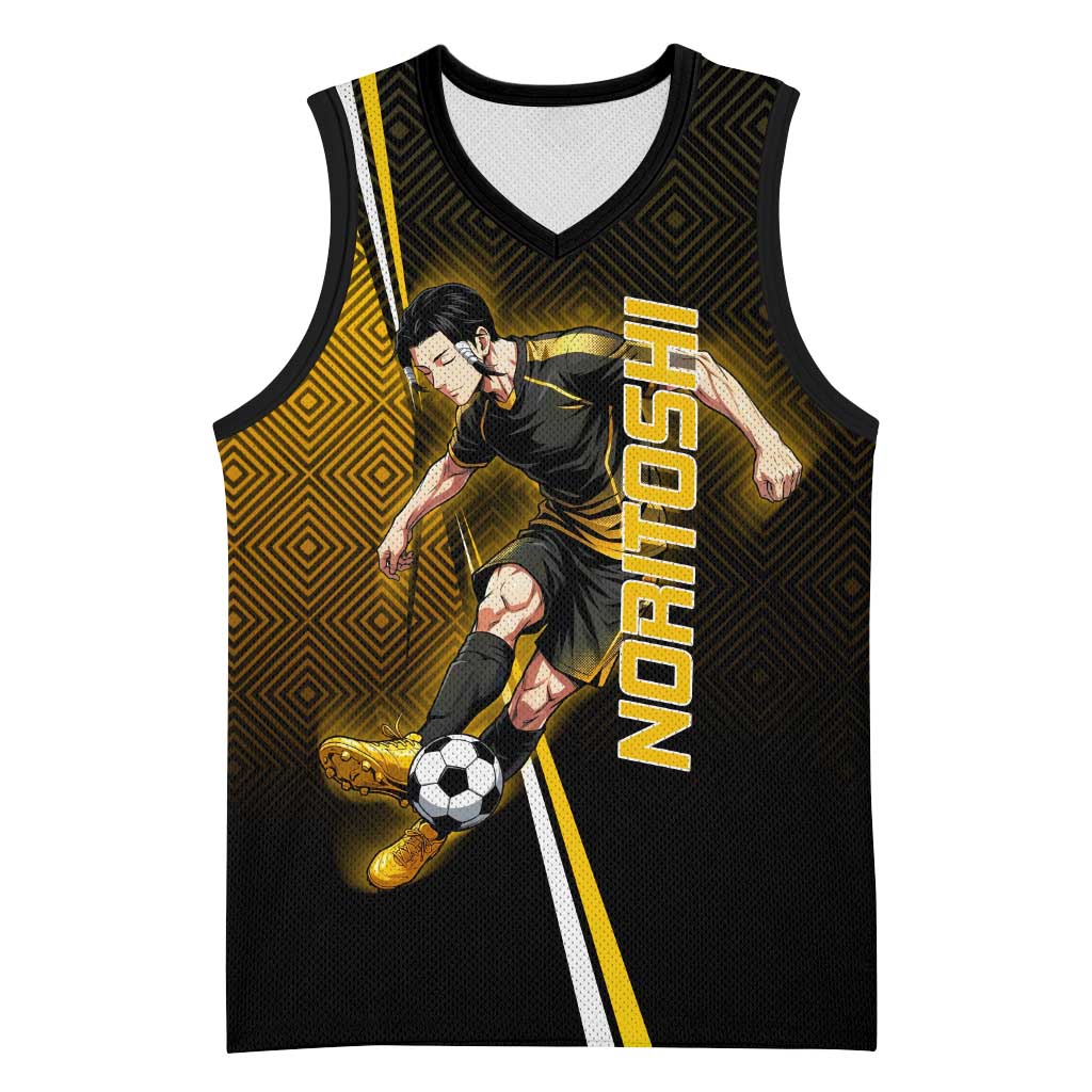 Personalized Noritoshi Kamo Jujutsu Kaisen Basketball Jersey Anime Soccer Theme with Yellow Geometric Design