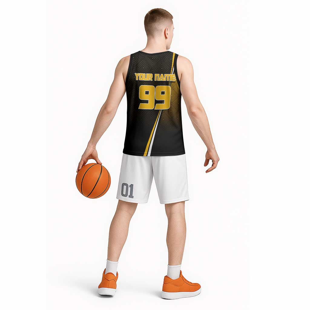 Personalized Noritoshi Kamo Jujutsu Kaisen Basketball Jersey Anime Soccer Theme with Yellow Geometric Design