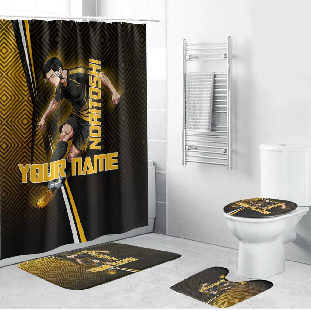 Personalized Noritoshi Kamo Jujutsu Kaisen Bathroom Set Anime Soccer Theme with Yellow Geometric Design