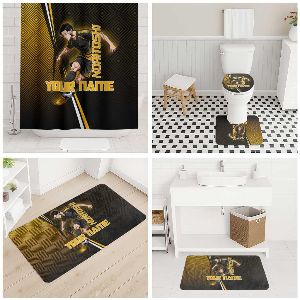 Personalized Noritoshi Kamo Jujutsu Kaisen Bathroom Set Anime Soccer Theme with Yellow Geometric Design