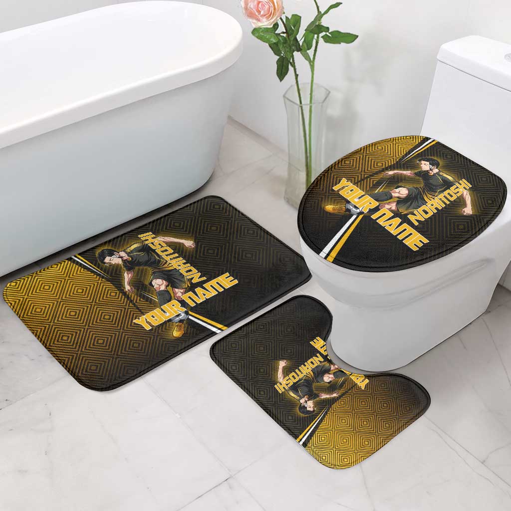 Personalized Noritoshi Kamo Jujutsu Kaisen Bathroom Set Anime Soccer Theme with Yellow Geometric Design