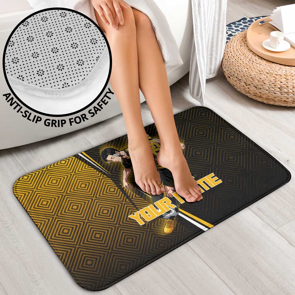 Personalized Noritoshi Kamo Jujutsu Kaisen Bathroom Set Anime Soccer Theme with Yellow Geometric Design