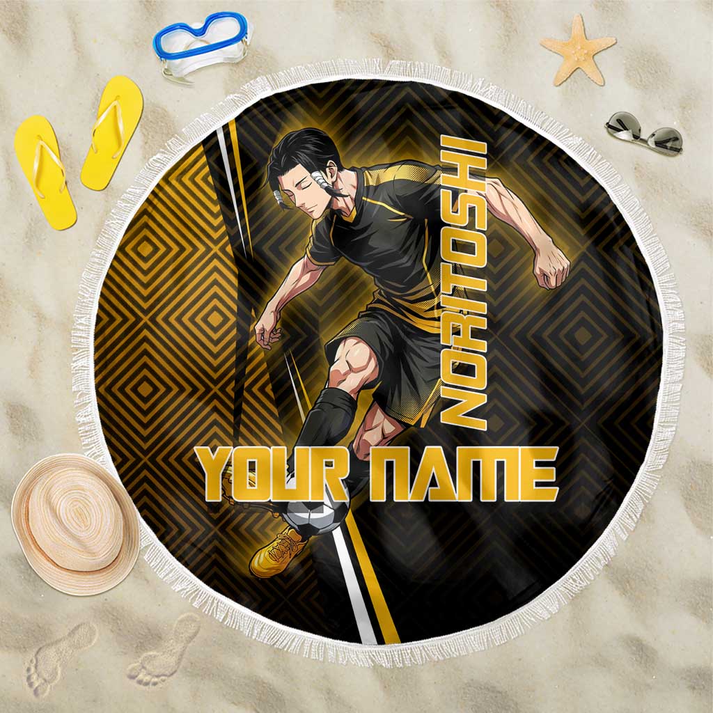 Personalized Noritoshi Kamo Jujutsu Kaisen Beach Blanket Anime Soccer Theme with Yellow Geometric Design