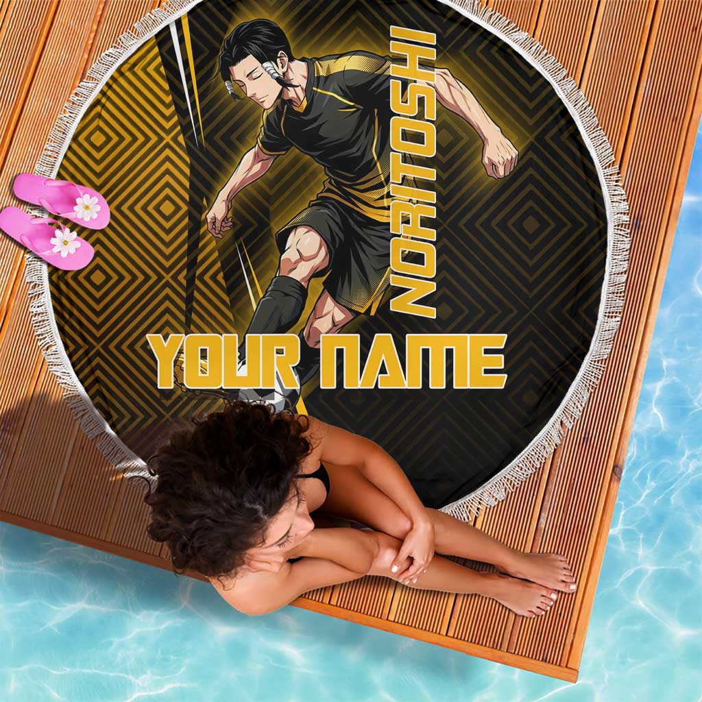 Personalized Noritoshi Kamo Jujutsu Kaisen Beach Blanket Anime Soccer Theme with Yellow Geometric Design