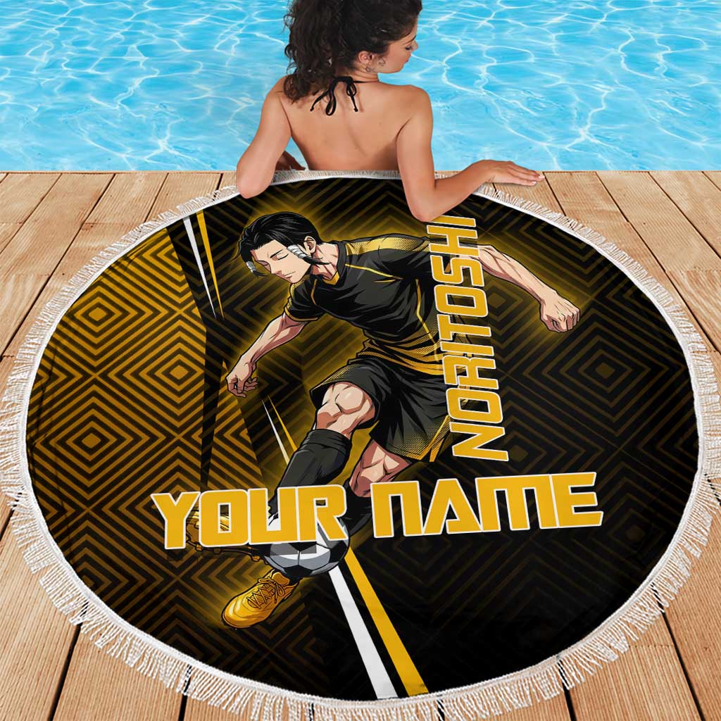 Personalized Noritoshi Kamo Jujutsu Kaisen Beach Blanket Anime Soccer Theme with Yellow Geometric Design