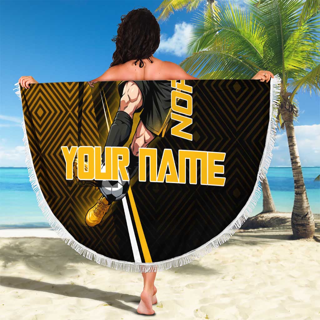 Personalized Noritoshi Kamo Jujutsu Kaisen Beach Blanket Anime Soccer Theme with Yellow Geometric Design