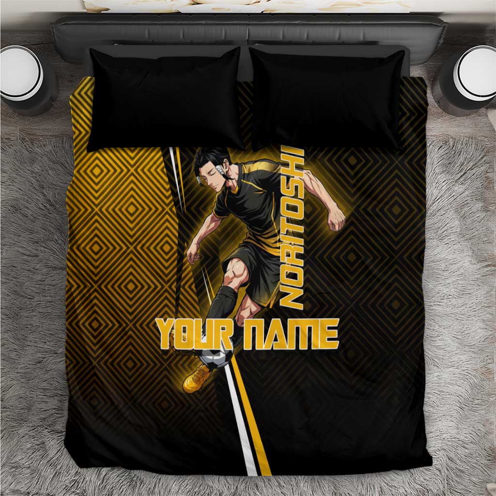 Personalized Noritoshi Kamo Jujutsu Kaisen Bedding Set Anime Soccer Theme with Yellow Geometric Design