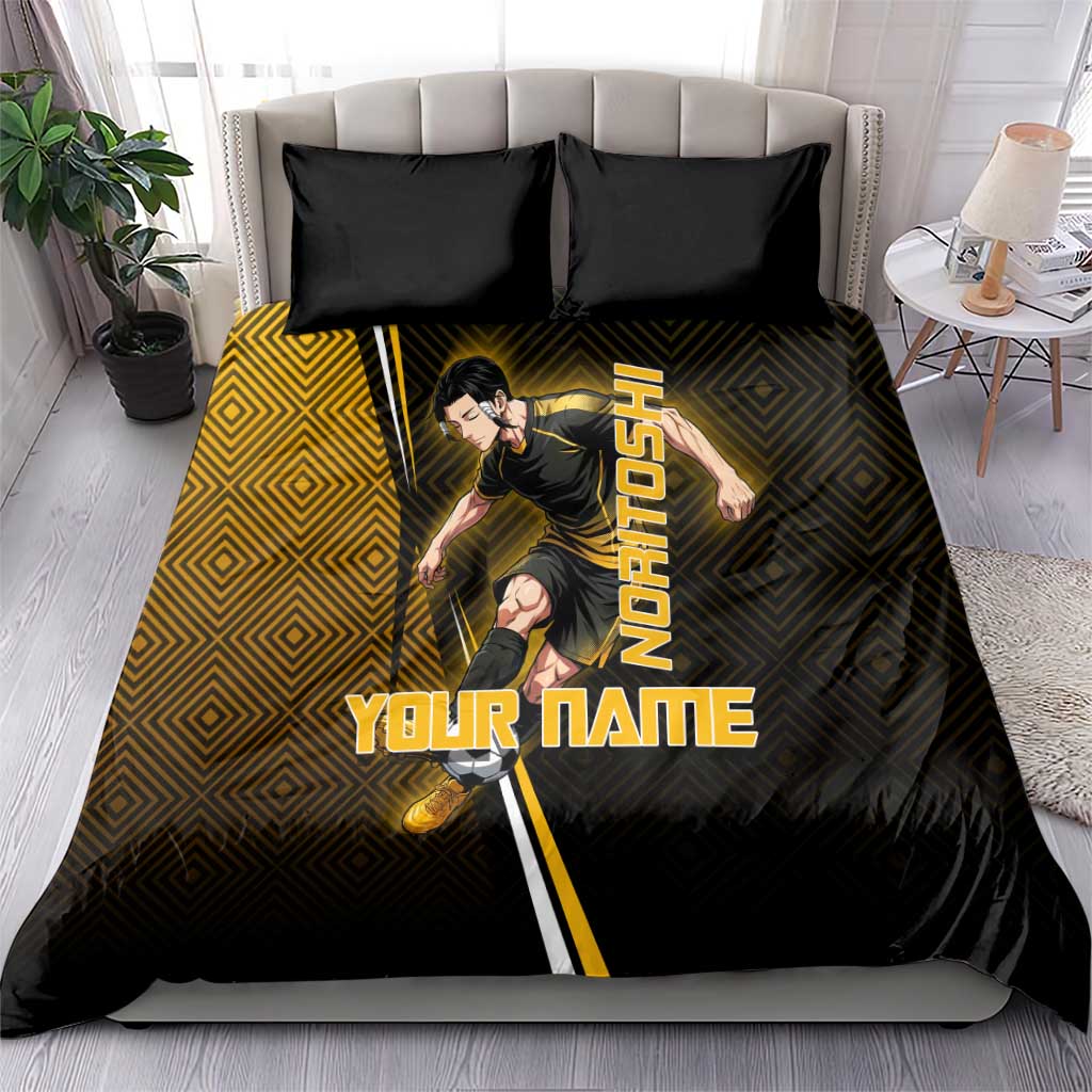 Personalized Noritoshi Kamo Jujutsu Kaisen Bedding Set Anime Soccer Theme with Yellow Geometric Design