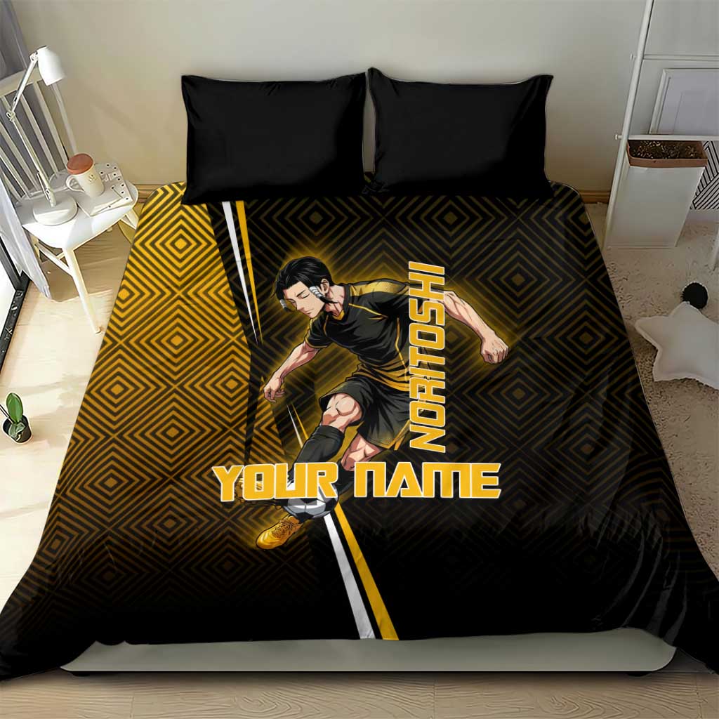 Personalized Noritoshi Kamo Jujutsu Kaisen Bedding Set Anime Soccer Theme with Yellow Geometric Design