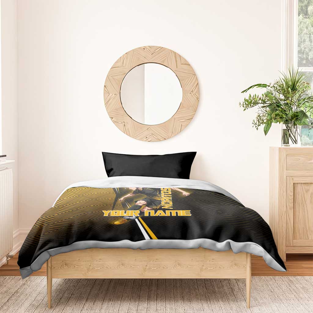 Personalized Noritoshi Kamo Jujutsu Kaisen Bedding Set Anime Soccer Theme with Yellow Geometric Design