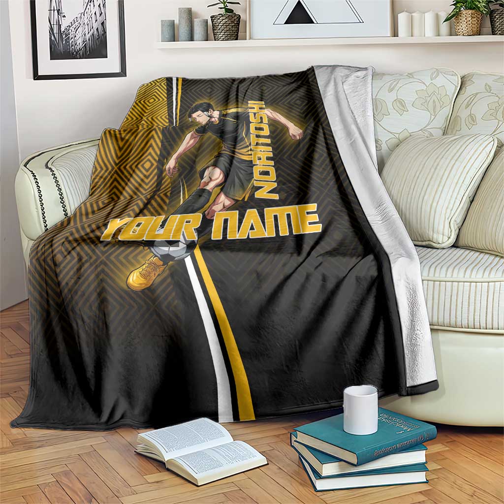 Personalized Noritoshi Kamo Jujutsu Kaisen Blanket Anime Soccer Theme with Yellow Geometric Design