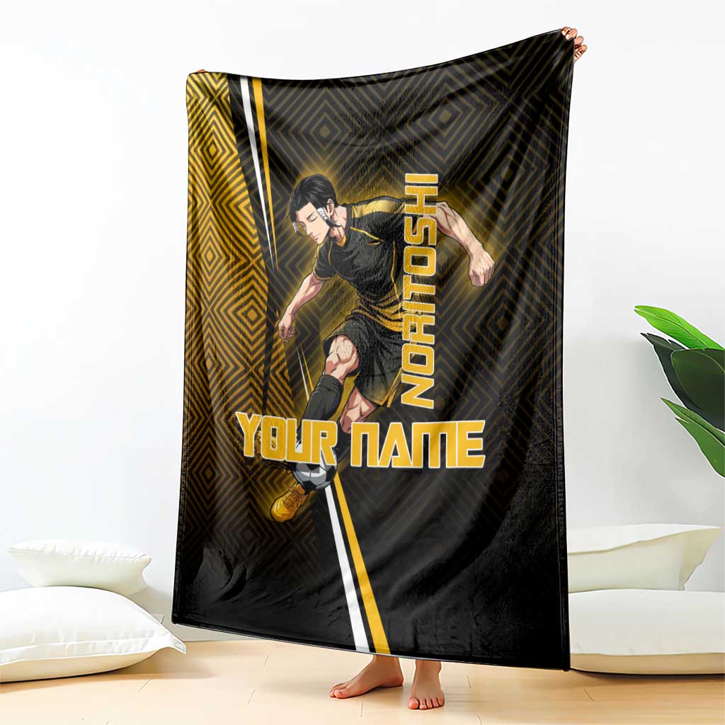 Personalized Noritoshi Kamo Jujutsu Kaisen Blanket Anime Soccer Theme with Yellow Geometric Design
