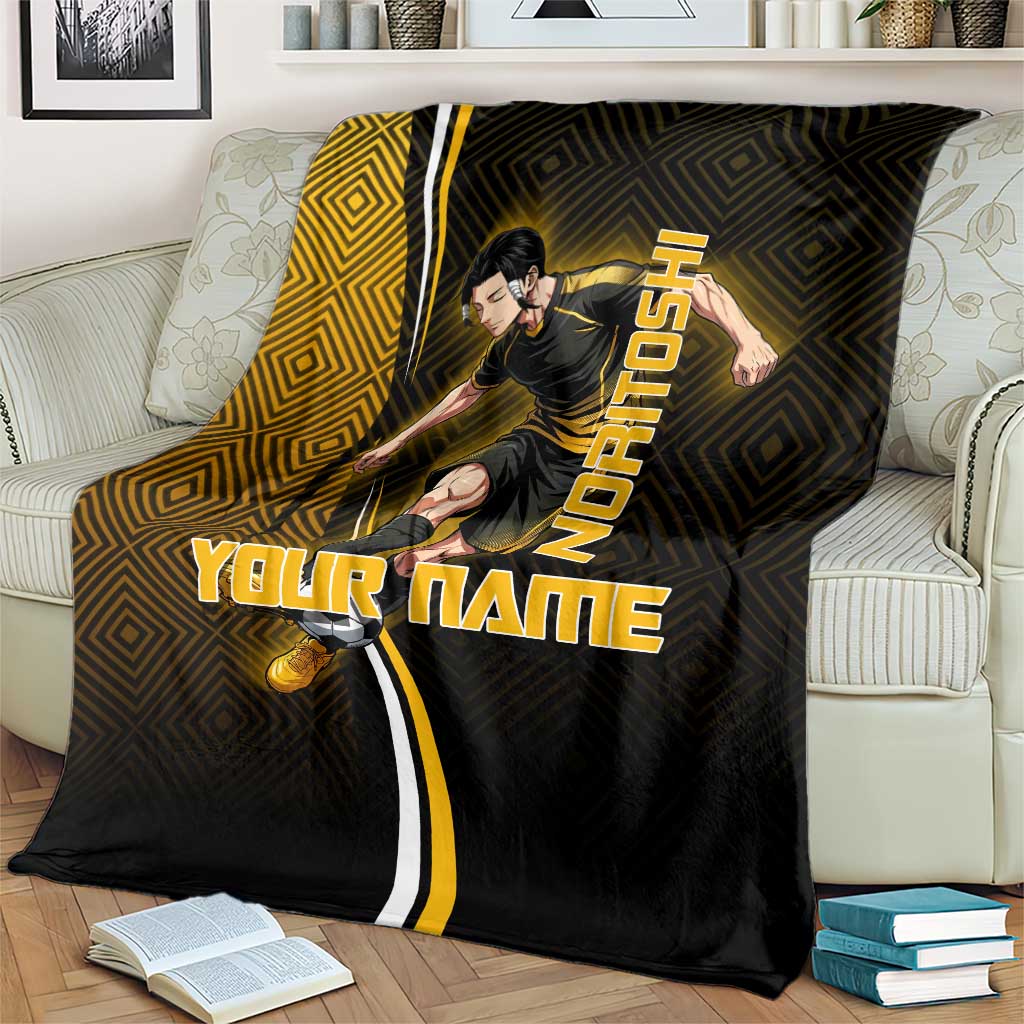 Personalized Noritoshi Kamo Jujutsu Kaisen Blanket Anime Soccer Theme with Yellow Geometric Design