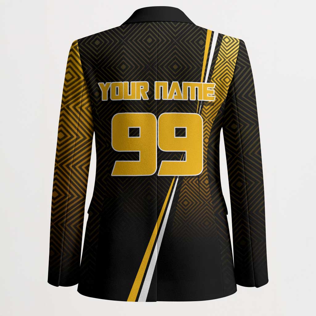 Personalized Noritoshi Kamo Jujutsu Kaisen Blazer Anime Soccer Theme with Yellow Geometric Design