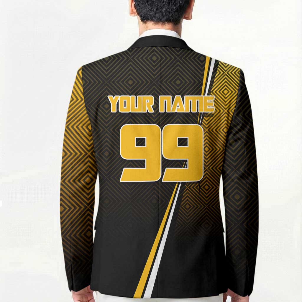 Personalized Noritoshi Kamo Jujutsu Kaisen Blazer Anime Soccer Theme with Yellow Geometric Design