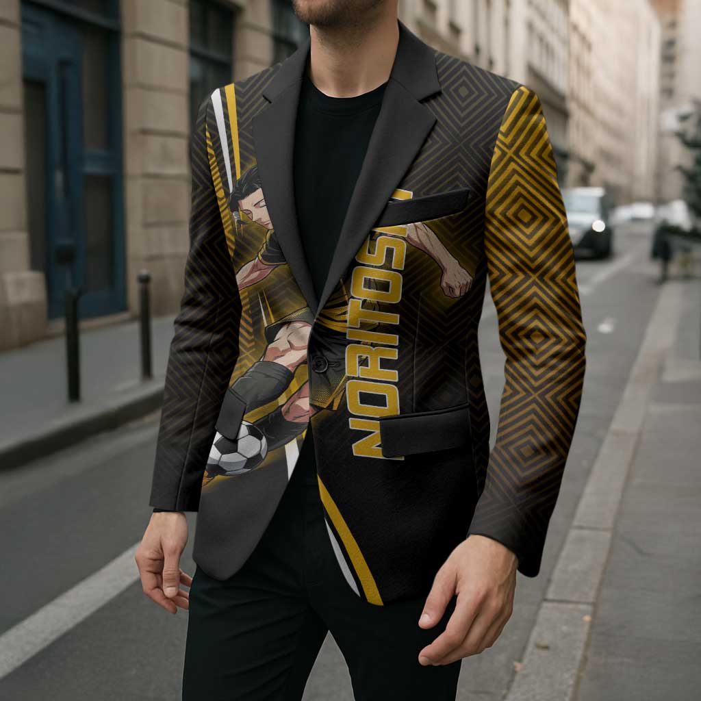 Personalized Noritoshi Kamo Jujutsu Kaisen Blazer Anime Soccer Theme with Yellow Geometric Design