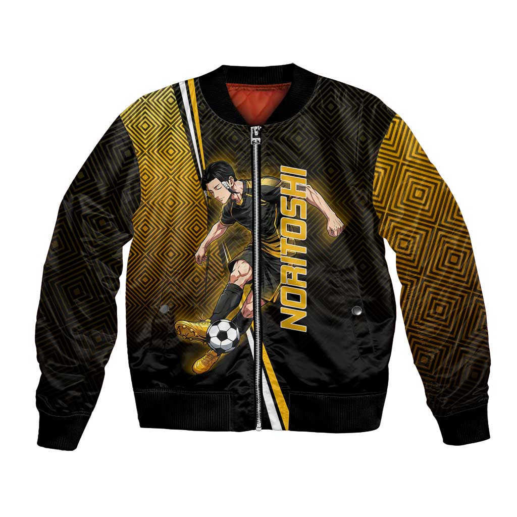 Personalized Noritoshi Kamo Jujutsu Kaisen Bomber Jacket Anime Soccer Theme with Yellow Geometric Design