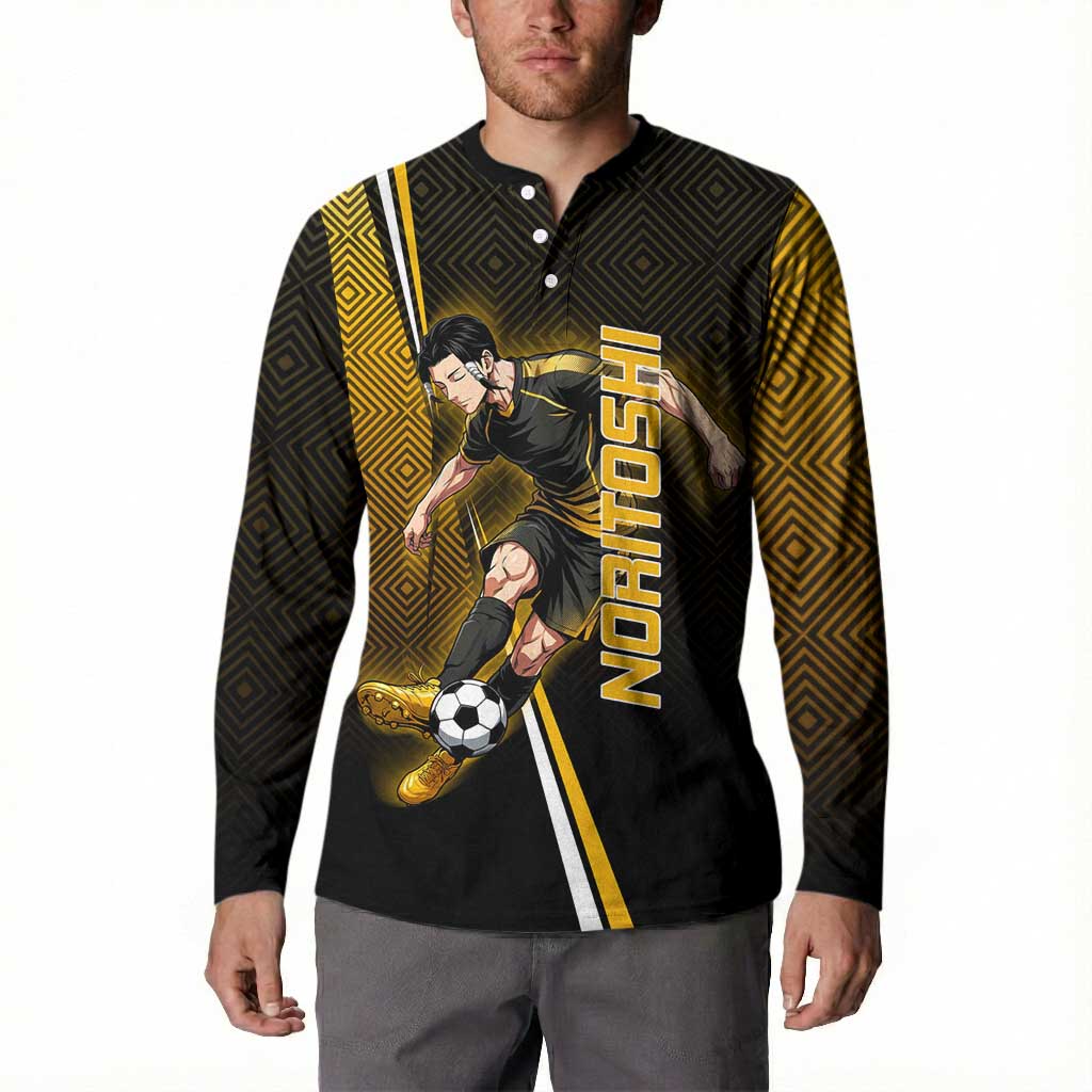 Personalized Noritoshi Kamo Jujutsu Kaisen Button Sweatshirt Anime Soccer Theme with Yellow Geometric Design