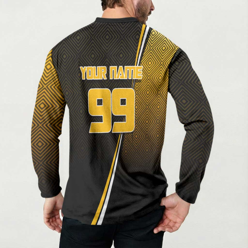 Personalized Noritoshi Kamo Jujutsu Kaisen Button Sweatshirt Anime Soccer Theme with Yellow Geometric Design