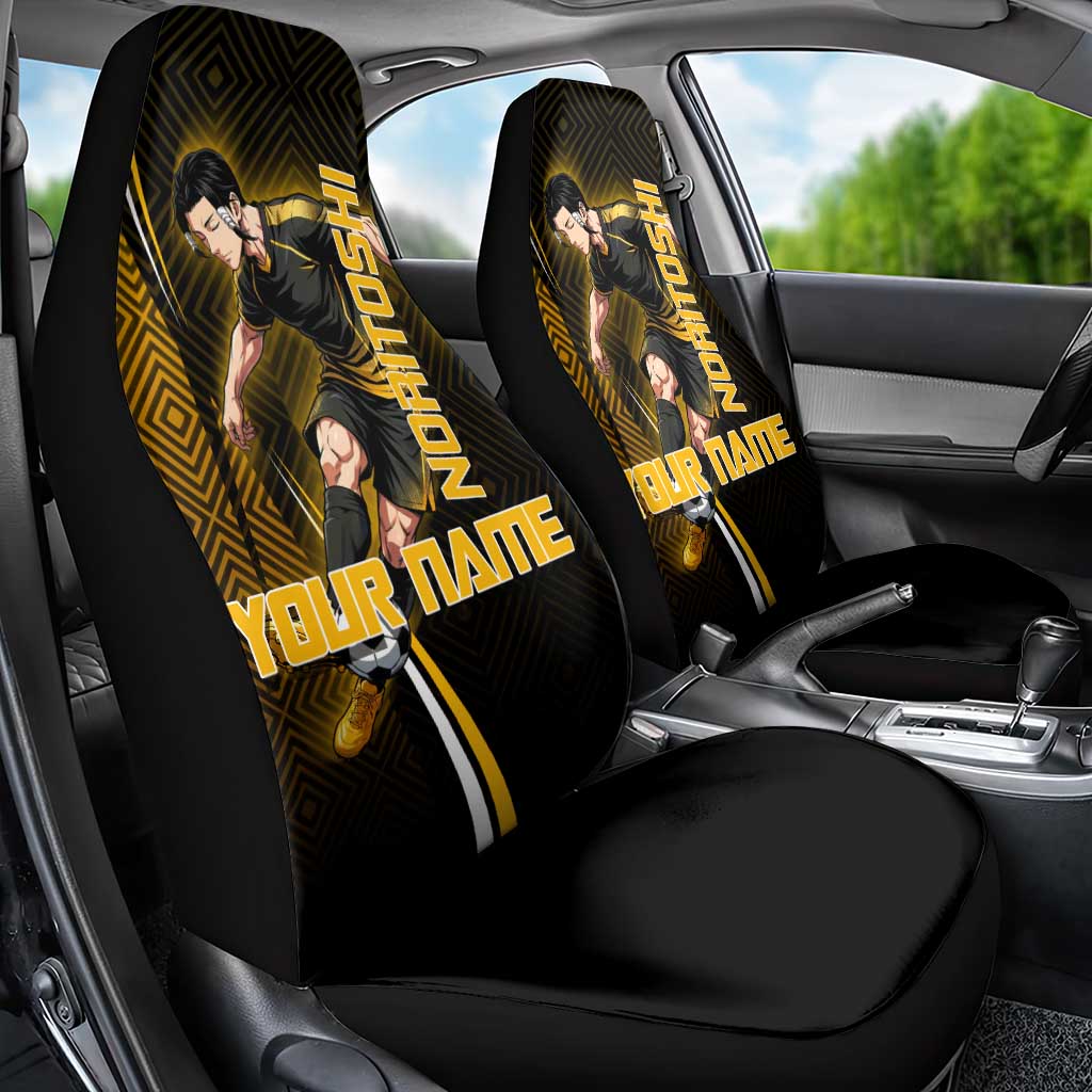Personalized Noritoshi Kamo Jujutsu Kaisen Car Seat Cover Anime Soccer Theme with Yellow Geometric Design