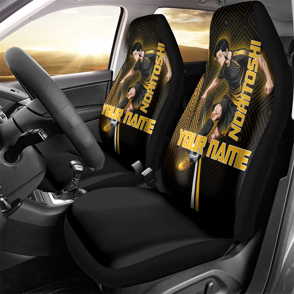 Personalized Noritoshi Kamo Jujutsu Kaisen Car Seat Cover Anime Soccer Theme with Yellow Geometric Design