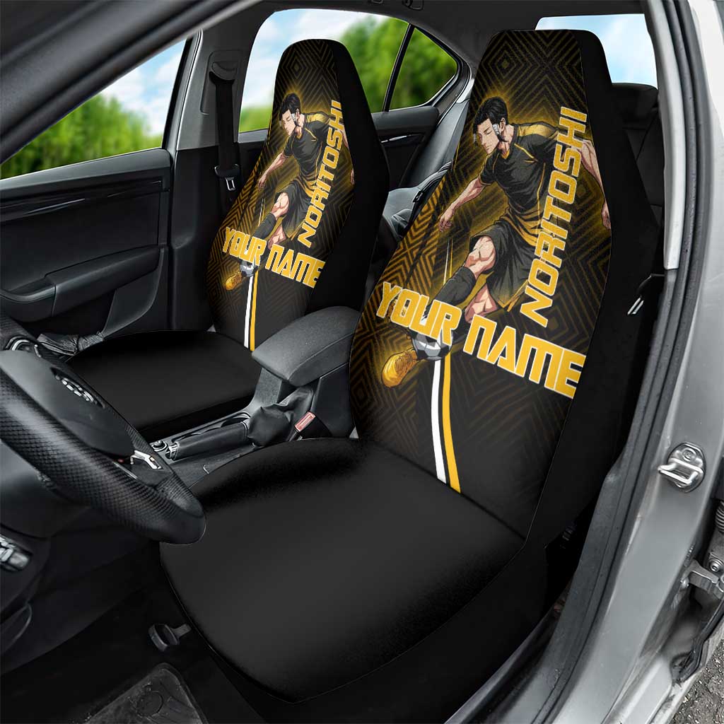 Personalized Noritoshi Kamo Jujutsu Kaisen Car Seat Cover Anime Soccer Theme with Yellow Geometric Design
