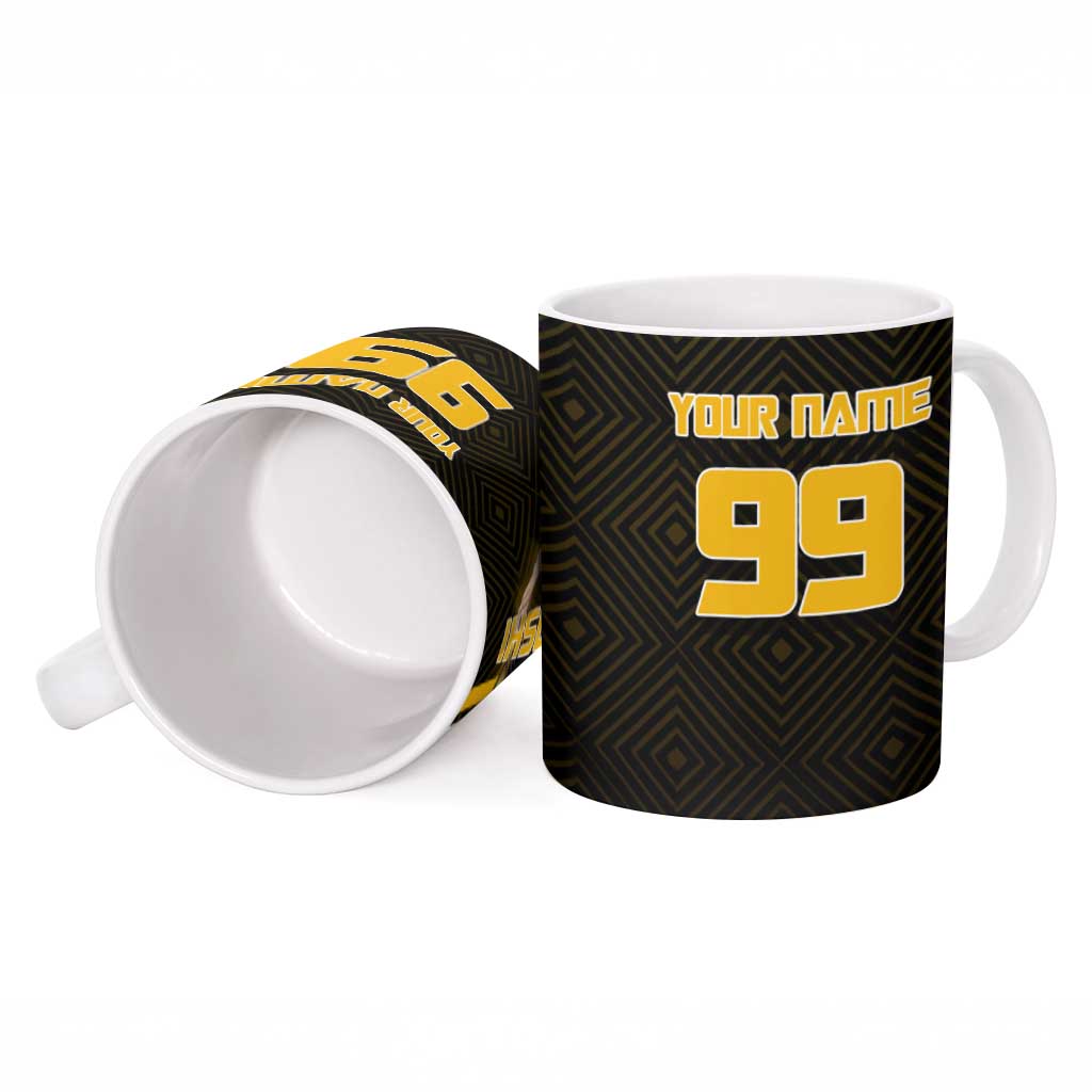 Personalized Noritoshi Kamo Jujutsu Kaisen Ceramic Mug Anime Soccer Theme with Yellow Geometric Design