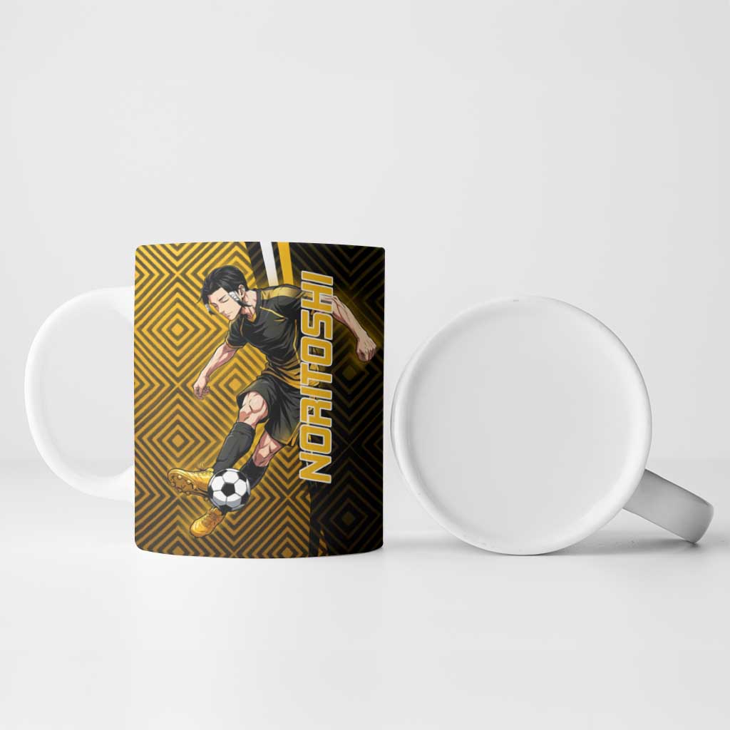 Personalized Noritoshi Kamo Jujutsu Kaisen Ceramic Mug Anime Soccer Theme with Yellow Geometric Design