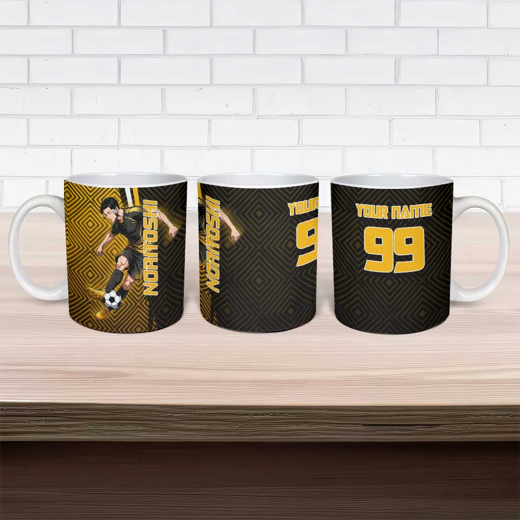 Personalized Noritoshi Kamo Jujutsu Kaisen Ceramic Mug Anime Soccer Theme with Yellow Geometric Design
