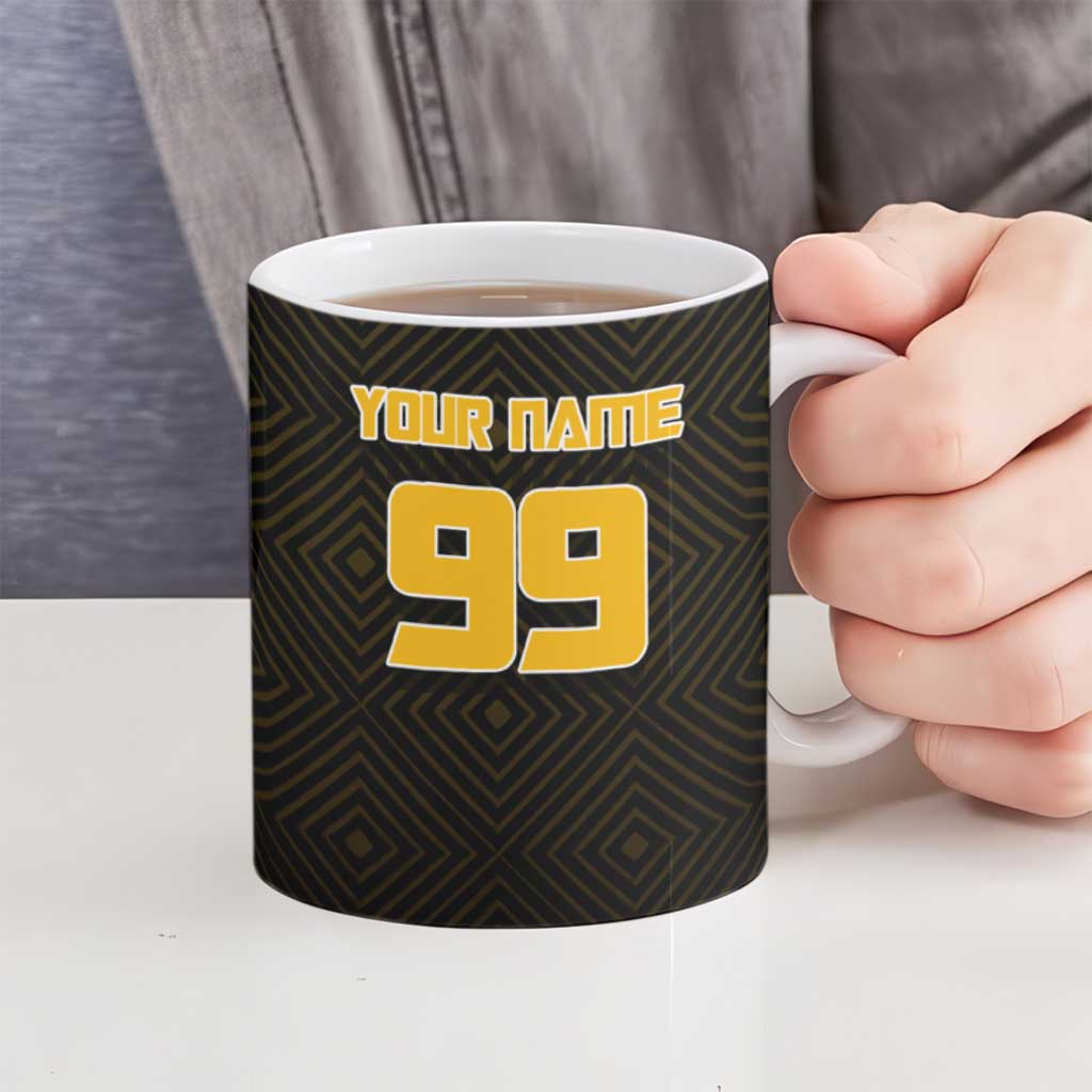 Personalized Noritoshi Kamo Jujutsu Kaisen Ceramic Mug Anime Soccer Theme with Yellow Geometric Design