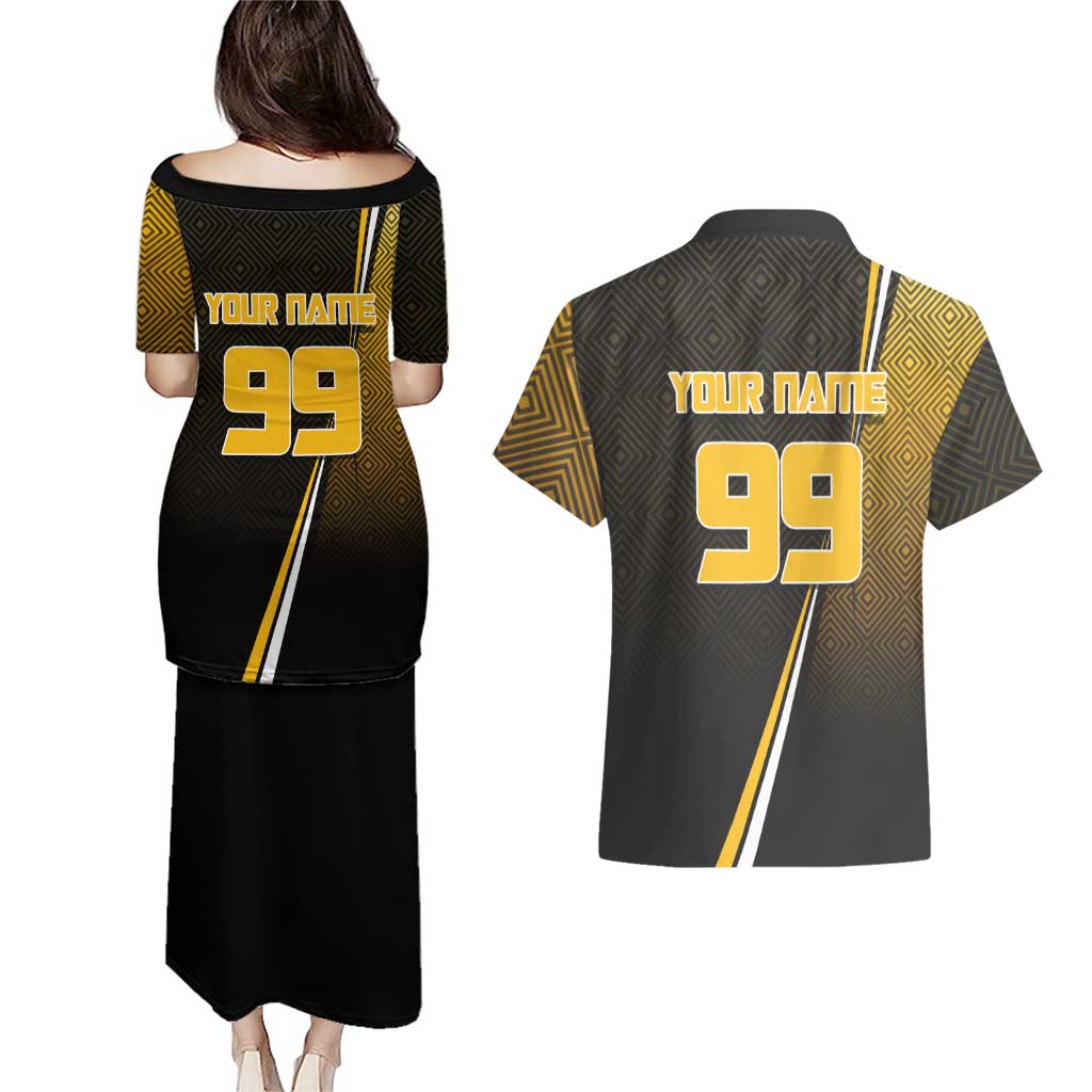 Personalized Noritoshi Kamo Jujutsu Kaisen Couples Matching Puletasi and Hawaiian Shirt Anime Soccer Theme with Yellow Geometric Design