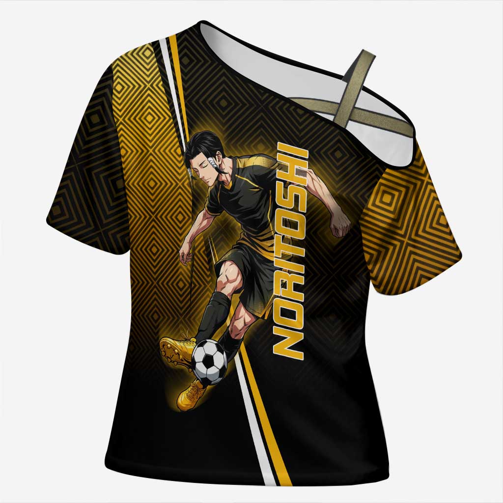 Personalized Noritoshi Kamo Jujutsu Kaisen Cross Shoulder Shirt Anime Soccer Theme with Yellow Geometric Design
