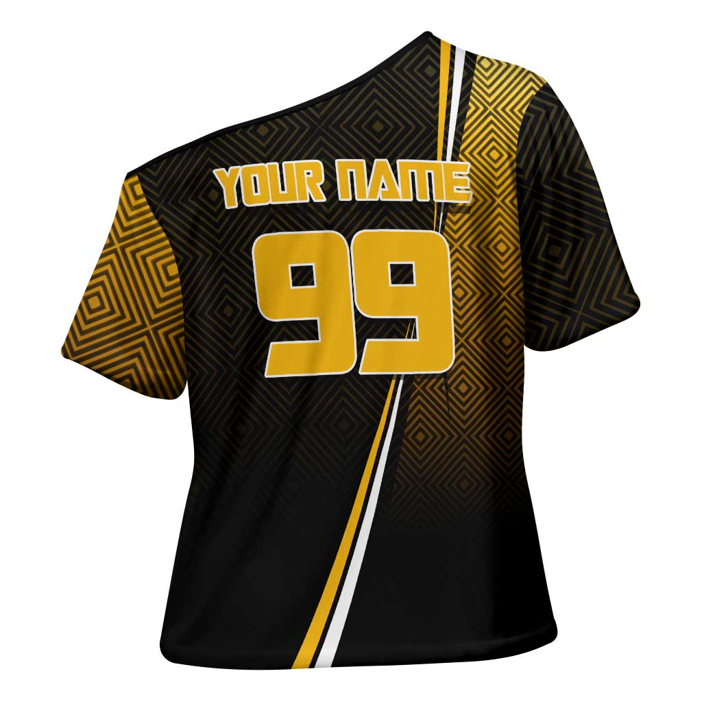 Personalized Noritoshi Kamo Jujutsu Kaisen Cross Shoulder Shirt Anime Soccer Theme with Yellow Geometric Design