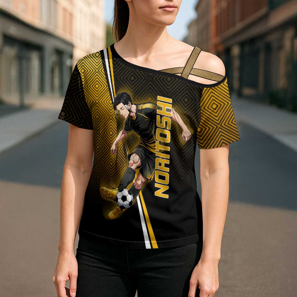 Personalized Noritoshi Kamo Jujutsu Kaisen Cross Shoulder Shirt Anime Soccer Theme with Yellow Geometric Design